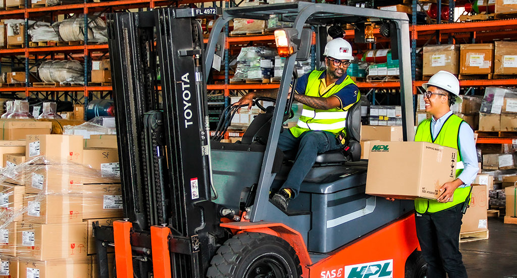 Forklift inside bonded warehouse